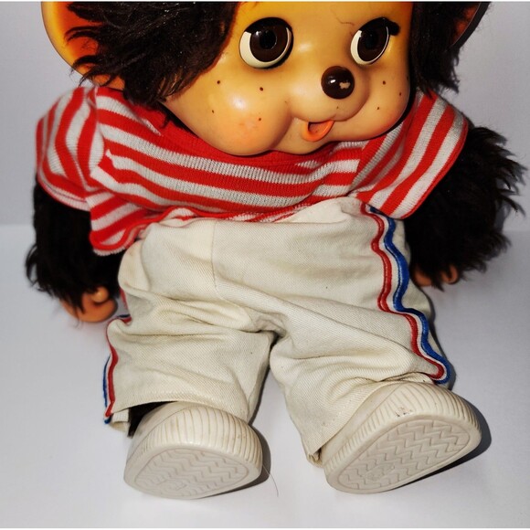 Vintage 70s TOHO Monchhichi Japan Daisuke 18” Plush Doll w Sleepy Eyes & Clothes - Picture 6 of 8